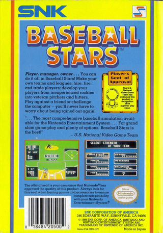 Normal Baseball Stars (NES) Cheats
